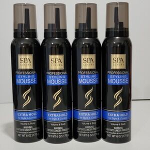 4 Pack Spa Luxury Professional Styling Mousse Extra Hold Volume Body 6oz Each